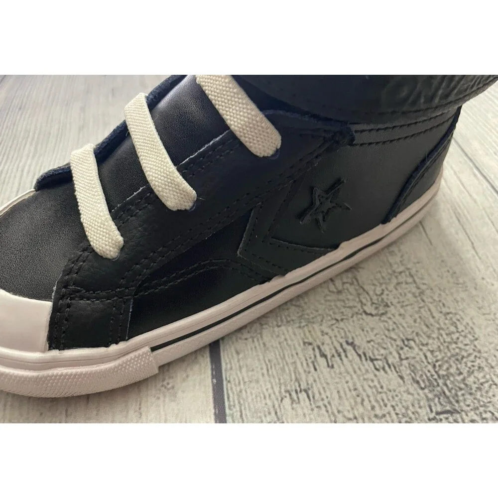 Black Leather Converse All Stars Little Boy Toddler Shoes, Size 9